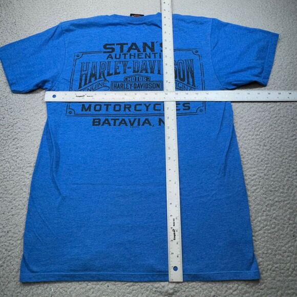 Harley Davidson Shirt‎ Men Medium Blue Stans Batavia New York Motorcycles Crew - Picture 12 of 16